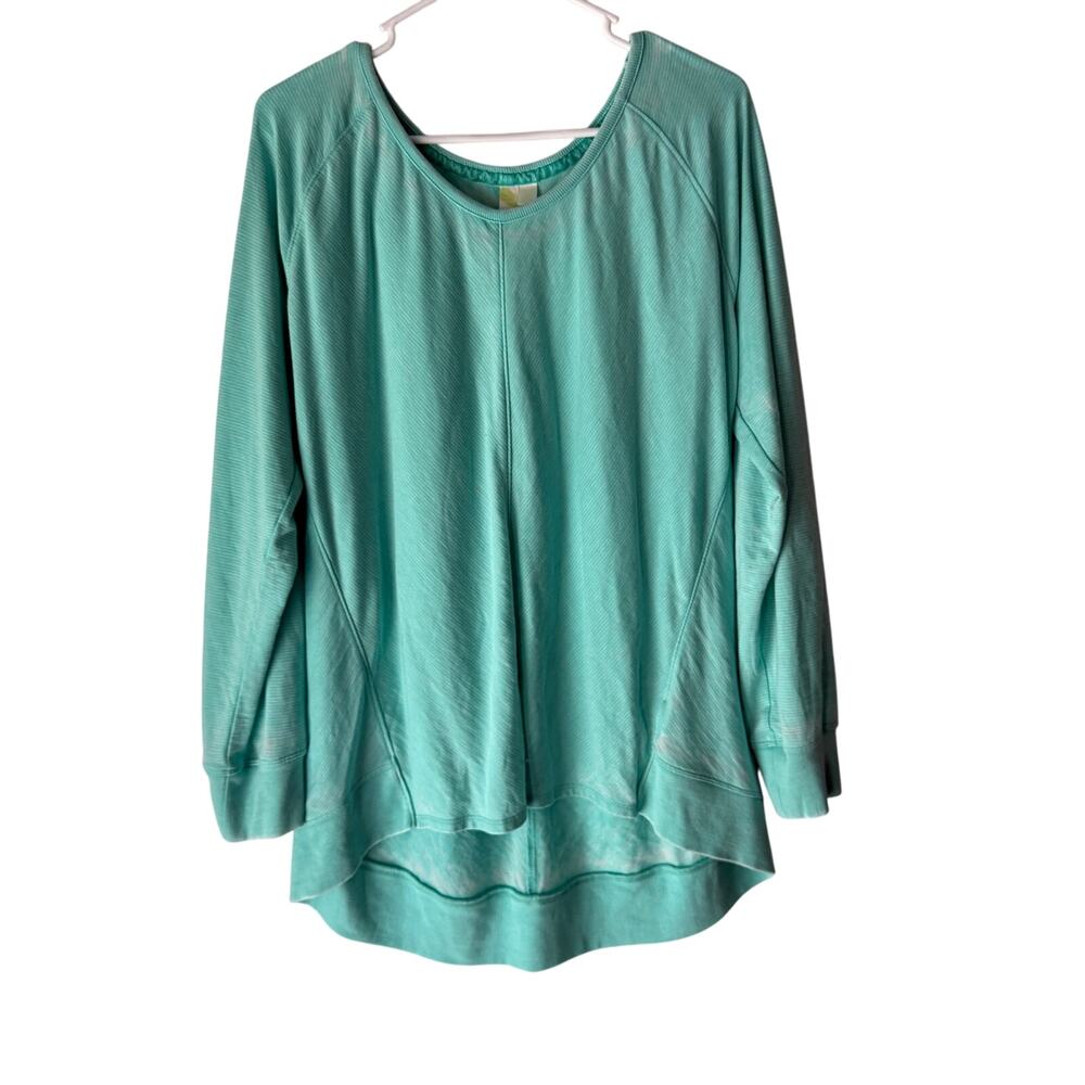 Green Tea Spearmint‎ Long Sleeve Pullover Top XXL High Low Hem Sweater